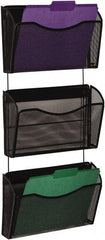 Rolodex - 14" Wide x 38.45" High x 6-5/8" Deep Mesh Metal Document Organizer - 3 Compartments, Black, 13-1/2" Wide Compartment - All Tool & Supply