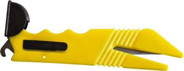 ICT - Fixed Safety Utility Knife - 1" Stainless Steel Blade, Yellow ABS Handle, 2 Blades Included - All Tool & Supply