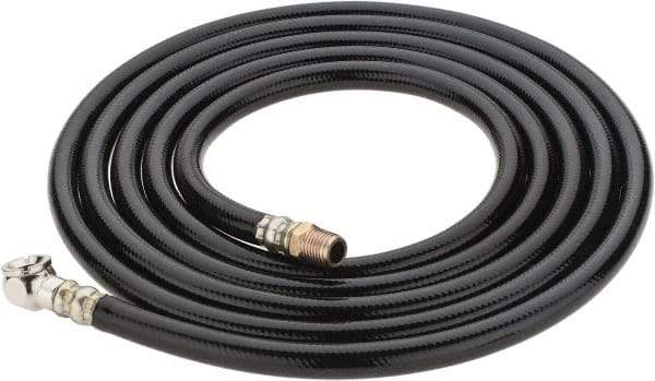 PRO-SOURCE - 1/4" ID x 1/2" OD 10' Long Air Tank Hose - Tire Chuck Ends, 300 Working psi, 158°, 1/4" Fitting, Black - All Tool & Supply