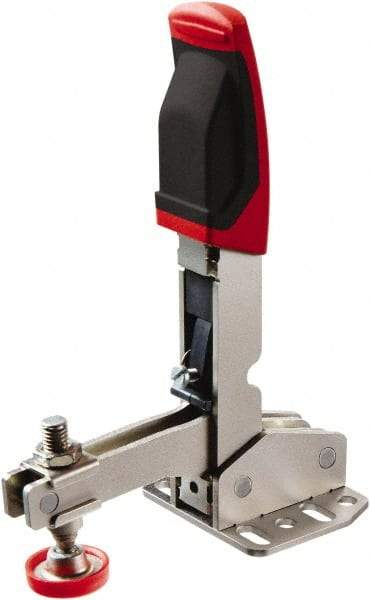 Bessey - 700 Lb Holding Capacity, Vertical Handle, Manual Hold Down Toggle Clamp - 55° Handle Movement, 45° Bar Opening, U-Bar, Flanged Base, Carbon Steel - All Tool & Supply