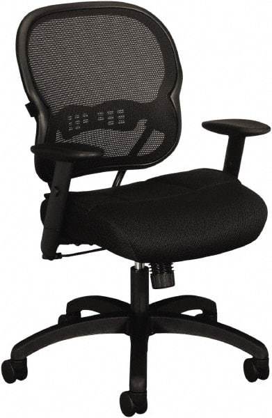 Basyx - 41-3/4" High Mid Back Chair - 27-3/8" Wide x 26-3/8" Deep, Padded Mesh Seat, Black - All Tool & Supply