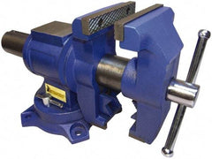 Interstate - 5" Jaw Width x 4-15/16" Jaw Opening Capacity, 2.64" Throat Depth, Bench & Pipe Combination Vise - 19/32 to 2.52" Pipe Capacity, Swivel Base, Bolt Down Attachment, Cast Iron - All Tool & Supply