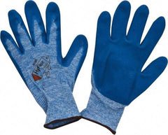 Ansell - Size L (9) Nitrile Coated Heather Nylon General Protection Work Gloves - For General Purpose, Palm & Fingers Coated, Knit Wrist Cuff, Full Fingered, White/Blue, Paired - All Tool & Supply