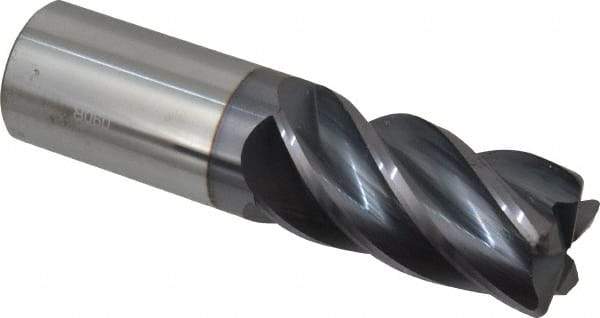 Accupro - 1", 5 Flute, Single End, Solid Carbide, 0.09" Corner Radius End Mill - 4" OAL, Right Hand Flute, 2" LOC, Right Hand Cut - All Tool & Supply