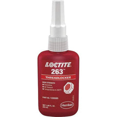 Loctite - 50 mL Bottle, Red, High Strength Liquid Threadlocker - Series 263, 24 hr Full Cure Time, Hand Tool, Heat Removal - All Tool & Supply