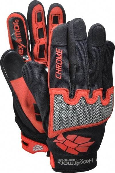 HexArmor - Size XL (10), ANSI Cut Lvl A8, Puncture Lvl 2, Synthetic Leather Cut Resistant Gloves - Hook & Loop Cuff, Black/Red, Paired - All Tool & Supply