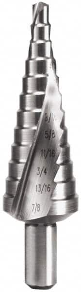 Hertel - 12 Hole Sizes, 3/16 to 7/8" Hole Diam High Speed Steel Step Drill Bit - All Tool & Supply