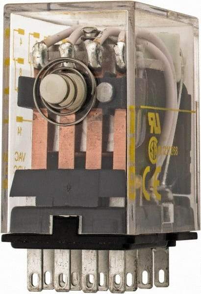 Square D - 2/3 hp at 120/240 Volt, Electromechanical Plug-in General Purpose Relay - 5 Amp at 240 VAC, 4PDT, 120 VAC at 50/60 Hz - All Tool & Supply