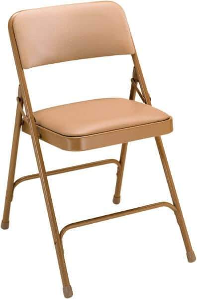 NPS - 18-3/4" Wide x 20-1/4" Deep x 29-1/2" High, Vinyl Folding Chair with Vinyl Padded Seat - French Beige - All Tool & Supply