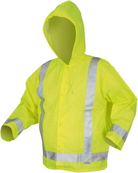 MCR Safety - Size 4XL, Lime, Rain Jacket - Attached Hood - All Tool & Supply