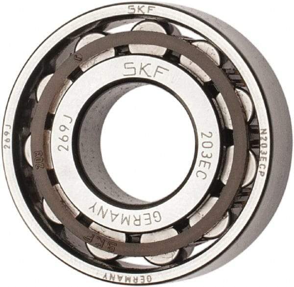 SKF - 17mm Bore Diam, 40mm Outside Diam, 12mm Wide Cylindrical Roller Bearing - 17,200 N Dynamic Capacity, 14,300 Lbs. Static Capacity - All Tool & Supply