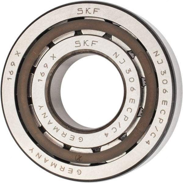 SKF - 30mm Bore Diam, 72mm Outside Diam, 19mm Wide Cylindrical Roller Bearing - 51,200 N Dynamic Capacity, 48,000 Lbs. Static Capacity - All Tool & Supply