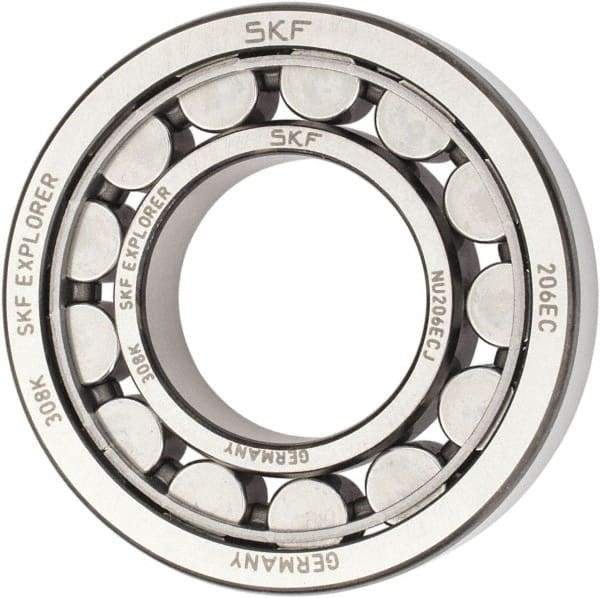 SKF - 30mm Bore Diam, 62mm Outside Diam, 16mm Wide Cylindrical Roller Bearing - 38,000 N Dynamic Capacity, 36,500 Lbs. Static Capacity - All Tool & Supply