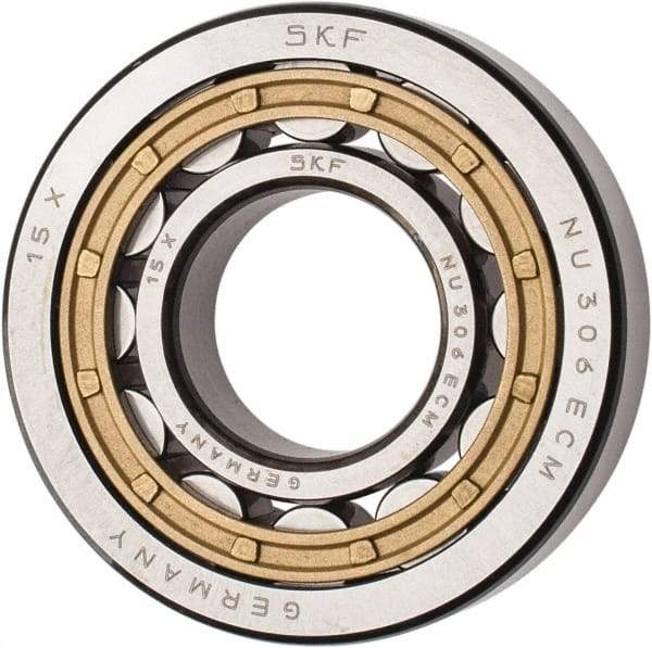 SKF - 30mm Bore Diam, 72mm Outside Diam, 19mm Wide Cylindrical Roller Bearing - 51,200 N Dynamic Capacity, 48,000 Lbs. Static Capacity - All Tool & Supply