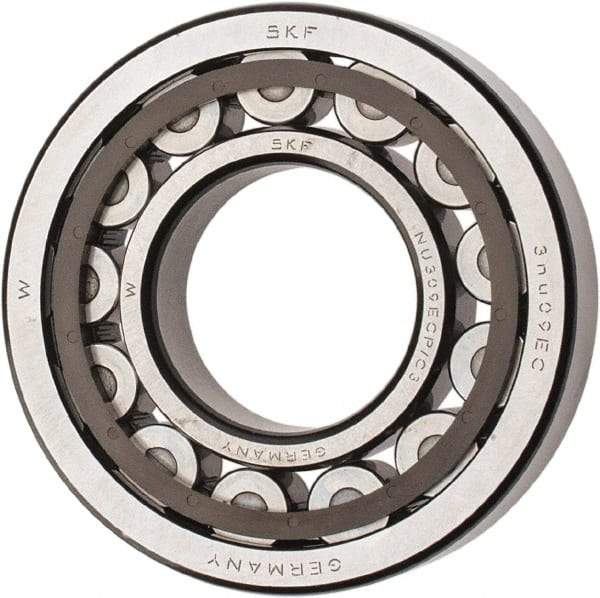 SKF - 45mm Bore Diam, 100mm Outside Diam, 25mm Wide Cylindrical Roller Bearing - 99,000 N Dynamic Capacity, 100,000 Lbs. Static Capacity - All Tool & Supply