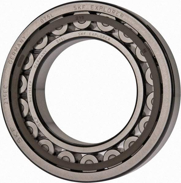 SKF - 75mm Bore Diam, 130mm Outside Diam, 25mm Wide Cylindrical Roller Bearing - 130,000 N Dynamic Capacity, 156,000 Lbs. Static Capacity - All Tool & Supply