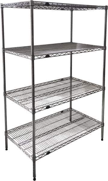 Value Collection - 4 Shelf Wire Shelving Unit - 36" Wide x 24" Deep x 63" High, - All Tool & Supply