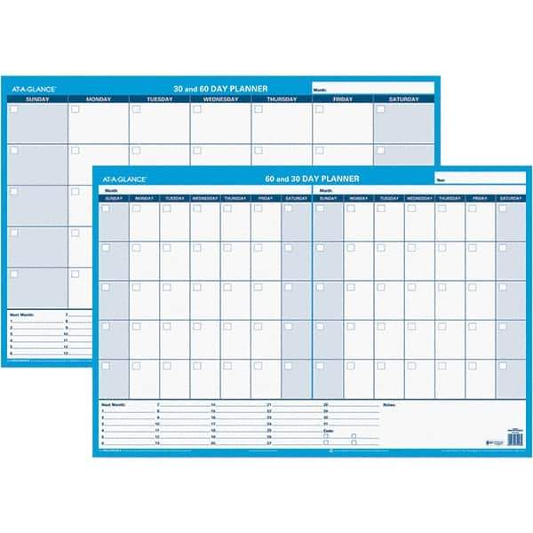 AT-A-GLANCE - 1 Sheet, 36 x 24", Erasable Wall Calendar - White & Blue - All Tool & Supply