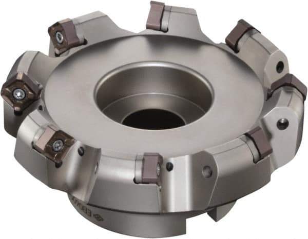 Sumitomo - 63mm Cut Diam, 22mm Arbor Hole, 45° Indexable Chamfer & Angle Face Mill - 5 Inserts, ONMT 05T6\xB6SNMT 13T6\xB6XNET 13T6 Insert, Right Hand Cut, Through Coolant, Series DualMill - All Tool & Supply