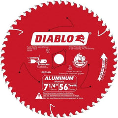 Freud - 7-1/4" Diam, 5/8" Arbor Hole Diam, 56 Tooth Wet & Dry Cut Saw Blade - Carbide-Tipped, Burr-Free Action, Standard Round Arbor - All Tool & Supply