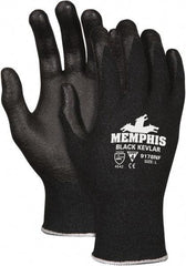 MCR Safety - Size XL (10), ANSI Cut Lvl 4, Abrasion Lvl 6, Nitrile Coated Kevlar Cut Resistant Gloves - 10.5" Long, Palm & Fingers Coated, Knit Wrist, Black, Paired - All Tool & Supply