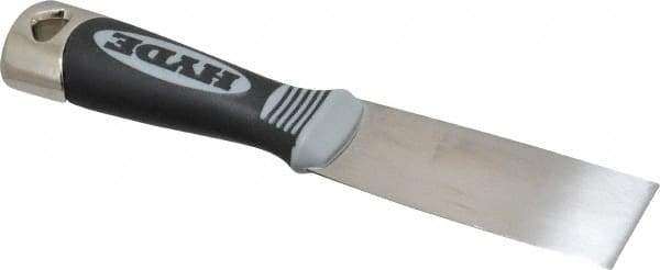 Hyde Tools - 1-1/2" Wide Chisel Edge Blade Stainless Steel Putty Knife - Flexible, Cushioned Grip Polypropylene Handle, 8" OAL - All Tool & Supply