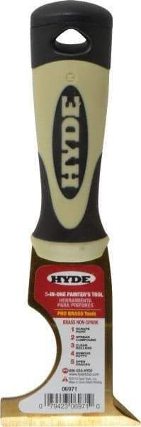 Hyde Tools - 2-1/2" Wide Brass Multi-Purpose Knife - Stiff, Cushioned Grip Polypropylene Handle, 8" OAL - All Tool & Supply