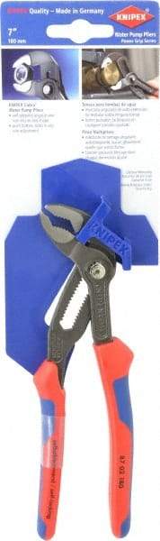 Knipex - 7-1/4" OAL, 1-1/2" Max Capacity, 18 Position Water Pump Tongue & Groove Pliers - Self Grip V-Jaws, Ergo Dual Component Handles - All Tool & Supply