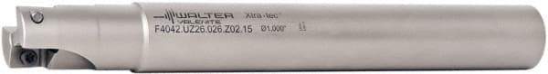 Walter - 1" Cut Diam, 15mm Max Depth of Cut, 1" Shank Diam, 9.87" OAL, Indexable Square Shoulder End Mill - AD.T 1606.. Inserts, Cylindrical Shank, 90° Lead Angle - All Tool & Supply