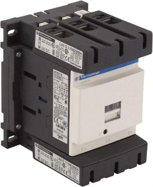 Schneider Electric - 3 Pole, 24 Coil VAC at 50/60 Hz, 115 Amp at 440 VAC, Nonreversible IEC Contactor - Bureau Veritas, CCC, CSA, CSA C22.2 No. 14, DNV, EN/IEC 60947-4-1, EN/IEC 60947-5-1, GL, GOST, LROS, RINA, RoHS Compliant, UL 508, UL Listed - All Tool & Supply