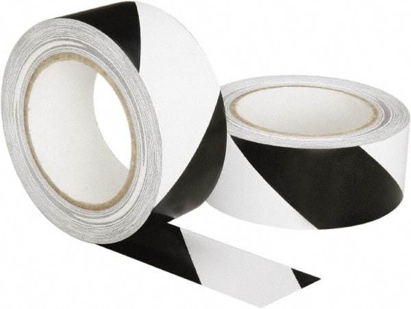 Ability One - Black & White Striped Vinyl Tape - 2" Wide x 108' Long, General Traffic - All Tool & Supply