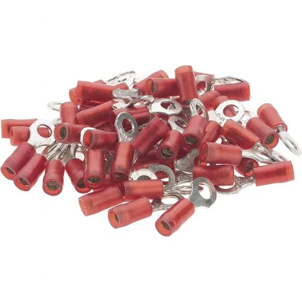 Value Collection - 22-18 AWG Partially Insulated Crimp Connection D Shaped Ring Terminal - #8 Stud, Tin Plated Copper Contact - All Tool & Supply