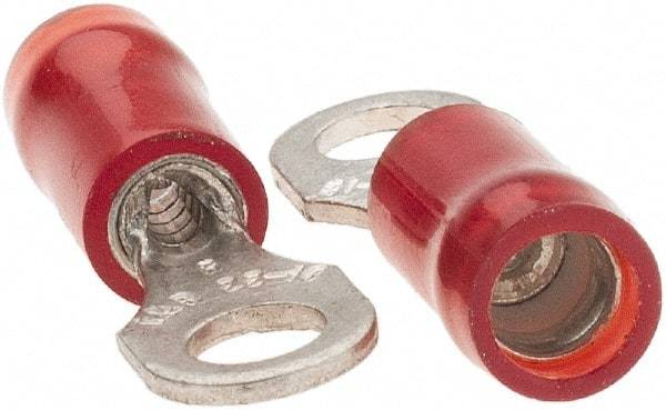 Value Collection - 22-18 AWG Partially Insulated Crimp Connection D Shaped Ring Terminal - #6 Stud, Tin Plated Copper Contact - All Tool & Supply