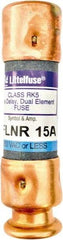 Value Collection - 125 VDC, 250 VAC, 15 Amp, Time Delay General Purpose Fuse - 2" OAL, 200 kA Rating, 9/16" Diam - All Tool & Supply