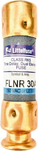 Value Collection - 125 VDC, 250 VAC, 30 Amp, Time Delay General Purpose Fuse - 2" OAL, 200 kA Rating, 9/16" Diam - All Tool & Supply