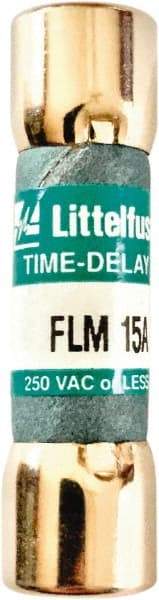 Value Collection - 250 VAC, 15 Amp, Time Delay Plug Fuse - 1-1/2" OAL, 10 at AC kA Rating, 13/32" Diam - All Tool & Supply