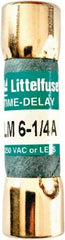 Value Collection - 250 VAC, 6.25 Amp, Time Delay Plug Fuse - 1-1/2" OAL, 10 at AC kA Rating, 13/32" Diam - All Tool & Supply