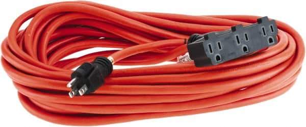 Value Collection - 50', 12/3 Gauge/Conductors, Orange Indoor & Outdoor Extension Cord - 15 Amps, 125 Volts, UL SJTW - All Tool & Supply