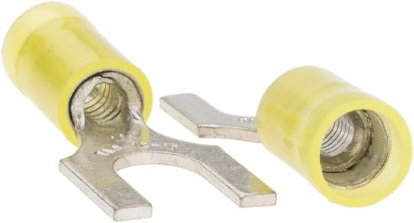 Value Collection - 1/4" Stud, 12 to 10 AWG Compatible, Partially Insulated, Crimp Connection, Standard Fork Terminal - All Tool & Supply