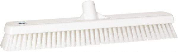 Vikan - 1.8" Bristle Length, Polyester Scrub Brush - 18" Long x 2-1/2" Wide Head, 19" OAL, European Threaded Handle, White, Polypropylene Block - All Tool & Supply