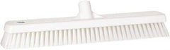 Vikan - 1.8" Bristle Length, Polyester Scrub Brush - 18" Long x 2-1/2" Wide Head, 19" OAL, European Threaded Handle, White, Polypropylene Block - All Tool & Supply