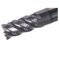 Iscar - 3/8" Diam, 3/4" LOC, 4 Flute Solid Carbide Roughing & Finishing Corner Chamfer End Mill - TiAlN Finish, 3" OAL, 3/8" Shank Diam, Straight Shank, 38° Helix, Centercutting, Regular Length - All Tool & Supply