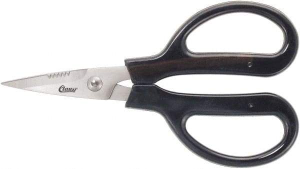 Clauss - 3" LOC, 9-1/4" OAL Stainless Steel Blunt Point Trimmers - Serrated, Plastic Handle, For Paper, Fabric - All Tool & Supply