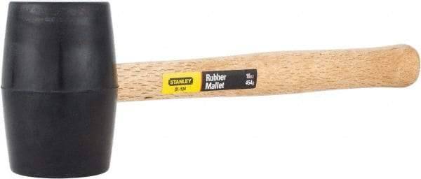 Stanley - 1 Lb Head Rubber Mallet - 13-1/2" OAL, 11" Long Wood Handle - All Tool & Supply