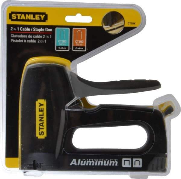 Stanley - Manual Wire & Cable Tacker Gun - 5/16" Staples, Chrome & Black, Aluminum Die Cast - All Tool & Supply