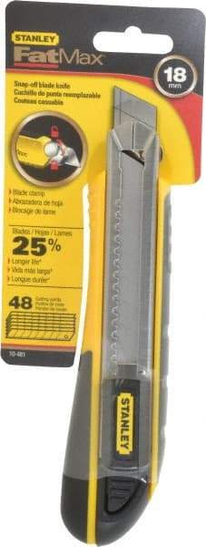 Stanley - Snap Utility Knife - 4-3/8" Blade, Yellow, Silver & Black TPE Handle, 6 Blades Included - All Tool & Supply