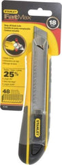 Stanley - Snap Utility Knife - 4-3/8" Blade, Yellow, Silver & Black TPE Handle, 6 Blades Included - All Tool & Supply