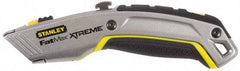 Stanley - Retractable Utility Knife - 2-7/16" Blade, Yellow, Silver & Black Zinc Handle, 4 Blades Included - All Tool & Supply