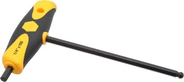 Wiha - 1/4" Hex, T-Handle Cushion Grip, Ball End Hex Key - 150mm OAL, Inch System of Measurement - All Tool & Supply