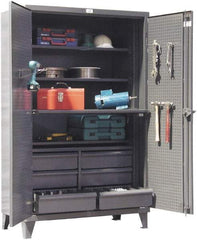 Strong Hold - 4 Shelf Pegboard Storage Cabinet - Steel, 48" Wide x 24" Deep x 78" High, Dark Gray - All Tool & Supply